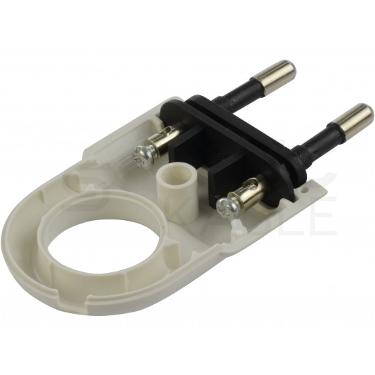 Wtyczka płaska prosta z uchwytem [2P] 250V 2,5A biała na kabel