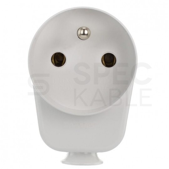 Wtyczką prądowa [2P+Z] + gniazdo kątowe (połączone razem) 230V 16A białe na kabel