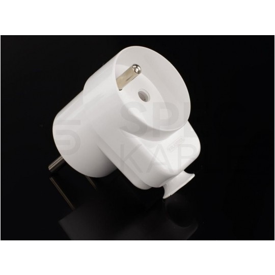 Wtyczką prądowa [2P+Z] + gniazdo kątowe (połączone razem) 230V 16A białe na kabel