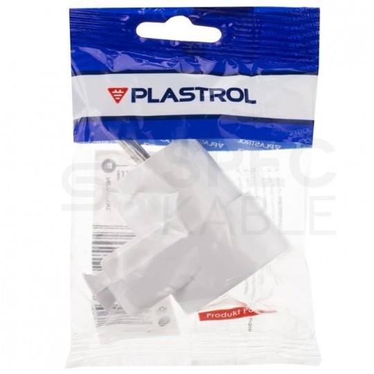 Wtyczką prądowa [2P+Z] + gniazdo kątowe (połączone razem) 230V 16A białe na kabel