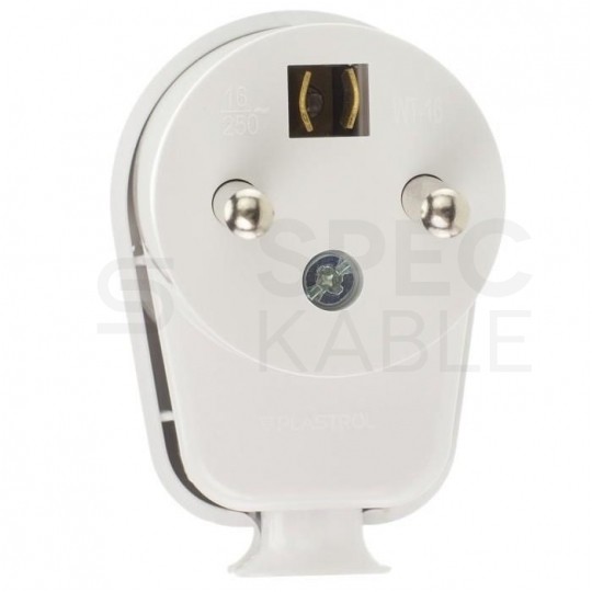 Wtyczką prądowa [2P+Z] + gniazdo kątowe (połączone razem) 230V 16A białe na kabel