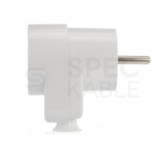 Wtyczką prądowa [2P+Z] + gniazdo kątowe (połączone razem) 230V 16A białe na kabel