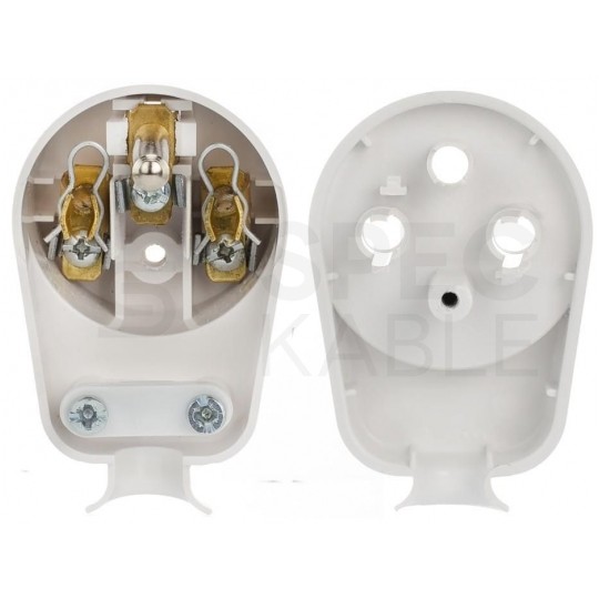 Wtyczką prądowa [2P+Z] + gniazdo kątowe (połączone razem) 230V 16A białe na kabel