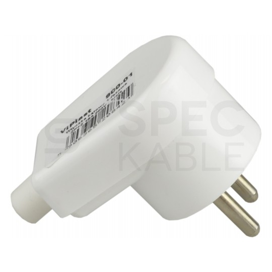Wtyczka prądowa kątowa [2P+Z] 230V 16A biała WB-6 na kabel