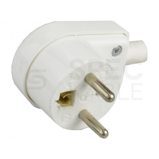 Wtyczka prądowa kątowa [2P+Z] 230V 16A biała WB-6 na kabel