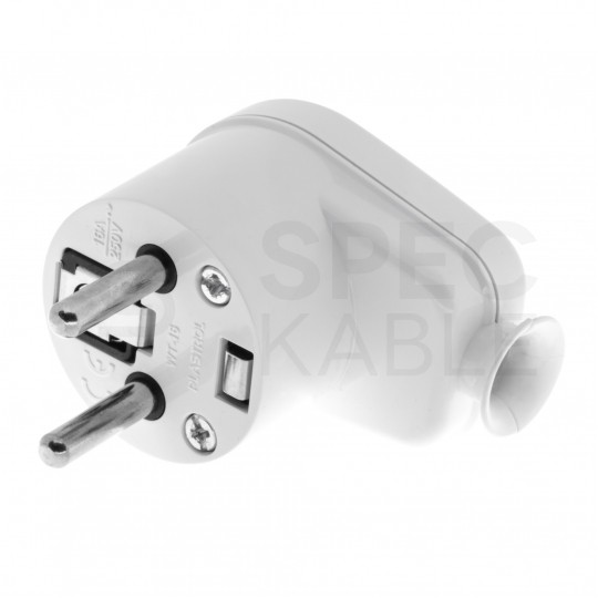 Wtyczka prądowa kątowa [2P+Z] 230V 16A biała WT-16 na kabel