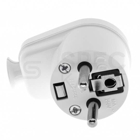 Wtyczka prądowa kątowa [2P+Z] 230V 16A biała WT-16 na kabel
