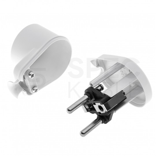 Wtyczka prądowa kątowa [2P+Z] 230V 16A biała WT-16 na kabel