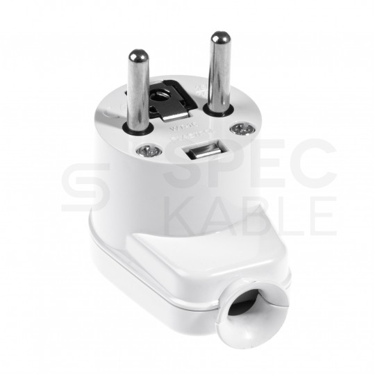 Wtyczka prądowa kątowa [2P+Z] 230V 16A biała WT-16 na kabel