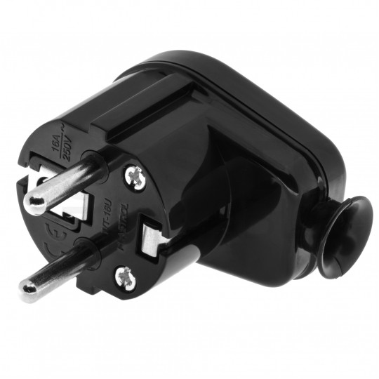 Wtyczka prądowa kątowa [2P+Z] 230V 16A czarna WT-16 na kabel