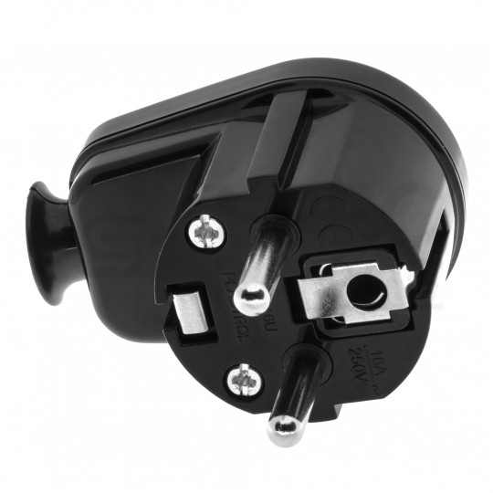 Wtyczka prądowa kątowa [2P+Z] 230V 16A czarna WT-16 na kabel