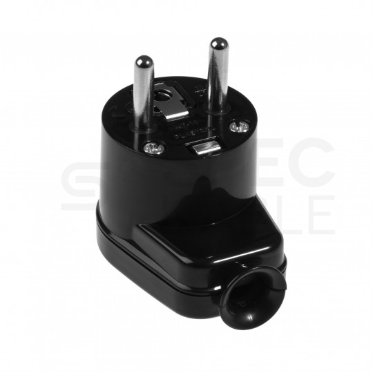 Wtyczka prądowa kątowa [2P+Z] 230V 16A czarna WT-16 na kabel
