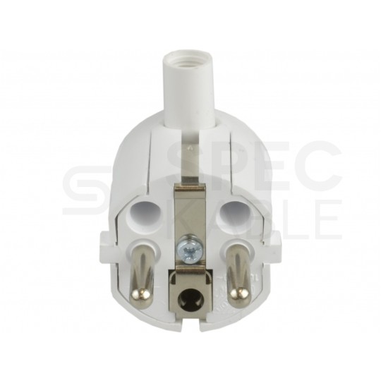 Wtyczka prądowa kątowa [2P+Z] Uni-Schuko 230V 16A biała Schneider na kabel