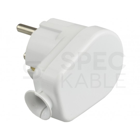Wtyczka prądowa kątowa [2P+Z] Uni-Schuko 230V 16A biała WT-16U na kabel