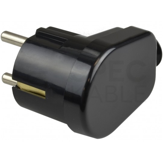 Wtyczka prądowa kątowa [2P+Z] Uni-Schuko 230V 16A czarna WT-16U na kabel