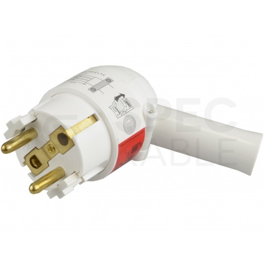 Wtyczka prądowa kątowa z dźwignią [2P+Z] Uni-Schuko 230V 16A biała na kabel LEGRAND