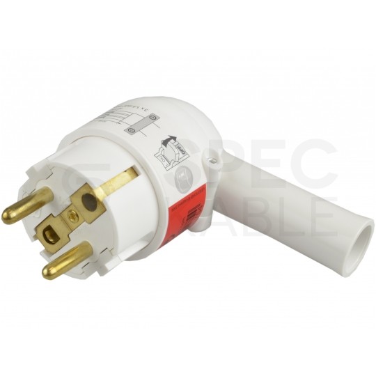 Wtyczka prądowa kątowa z dźwignią [2P+Z] Uni-Schuko 230V 16A biała na kabel LEGRAND