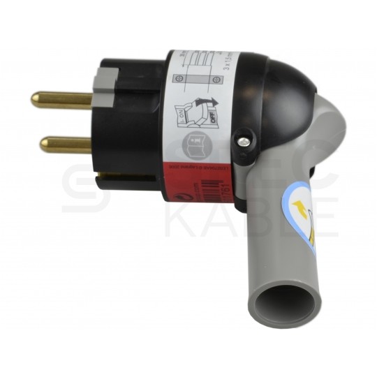 Wtyczka prądowa kątowa z dźwignią [2P+Z] Uni-Schuko 230V 16A czarno-szara na kabel LEGRAND