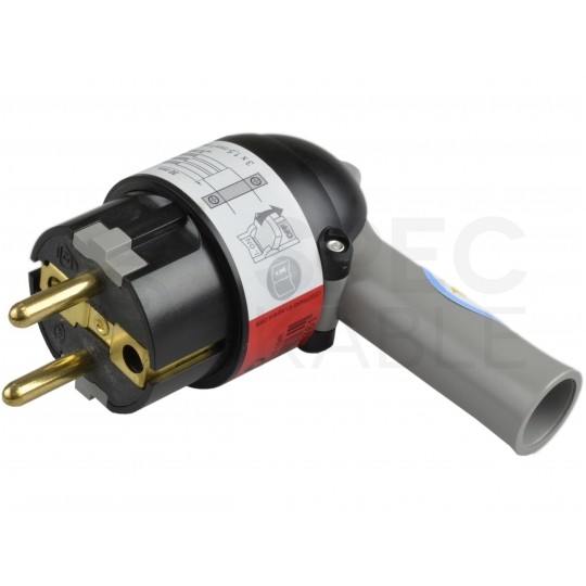 Wtyczka prądowa kątowa z dźwignią [2P+Z] Uni-Schuko 230V 16A czarno-szara na kabel LEGRAND