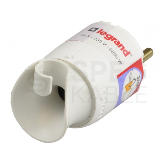 Wtyczka prądowa obrotowa [2P+Z] Uni-Schuko 230V 16A biała na kabel LEGRAND