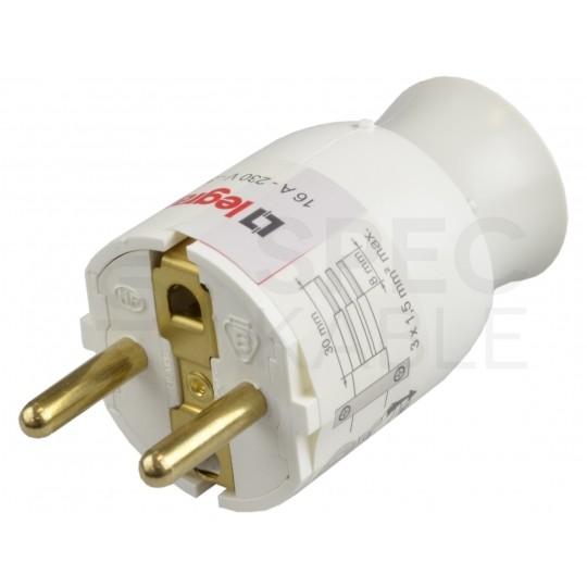Wtyczka prądowa obrotowa [2P+Z] Uni-Schuko 230V 16A biała na kabel LEGRAND