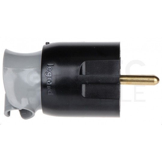 Wtyczka prądowa obrotowa [2P+Z] Uni-Schuko 230V 16A czarno-szara na kabel LEGRAND
