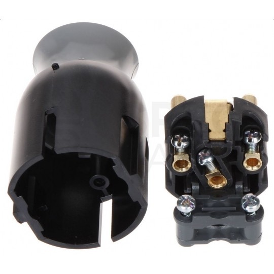 Wtyczka prądowa obrotowa [2P+Z] Uni-Schuko 230V 16A czarno-szara na kabel LEGRAND