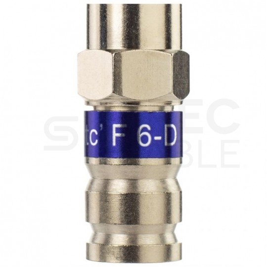 Wtyk antenowy F kompresyjny HQ niebieski na przewód RG6 TC6 Trishield 3SH75