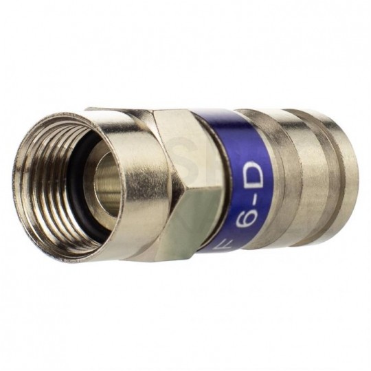Wtyk antenowy F kompresyjny HQ niebieski na przewód RG6 TC6 Trishield 3SH75