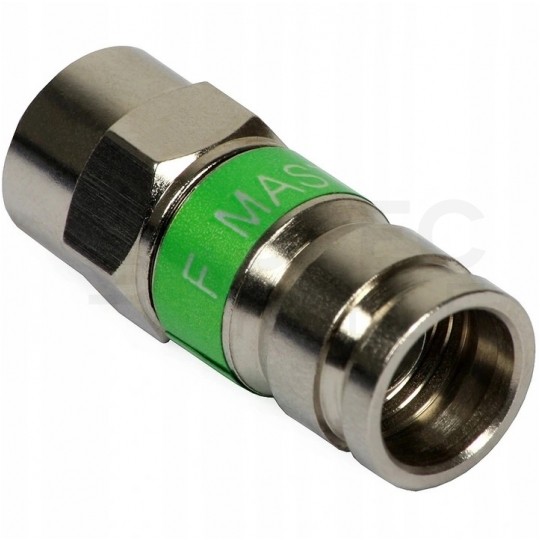 Wtyk antenowy F kompresyjny zielony MASTER na przewód Triset-113 TC6 Trishield 3SH75 RG6