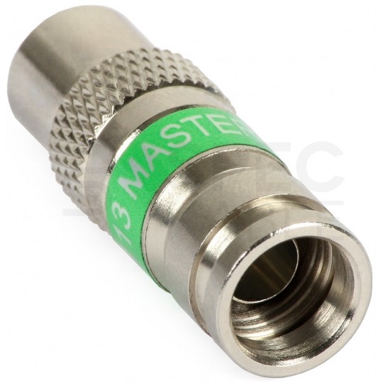 Wtyk antenowy IEC TV kompresyjny zielony MASTER na przewód Triset-113 TC6 Trishield 3SH75 RG6