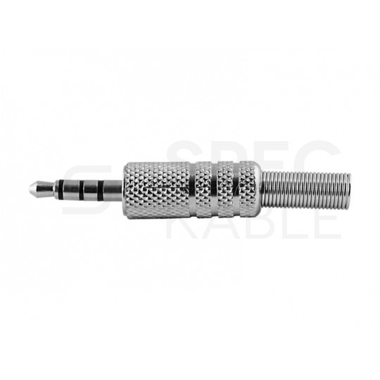 Wtyk Audio AUX mini Jack 3,5mm (m) 4-polowy lutowany na kabel metalowy