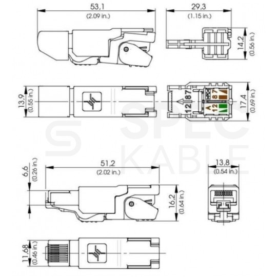 Wtyk beznarzędziowy RJ45 8P8C kat.6A ekranowany FTP Telegärtner