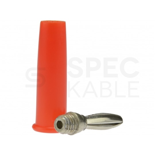 Wtyk głośnikowy typu BANAN lutowany prosty czerwony