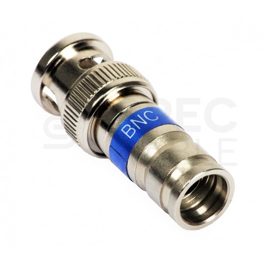 Wtyk koncentryczny BNC 75ohm kompresyjny niebieski MASTER na przewód RG6