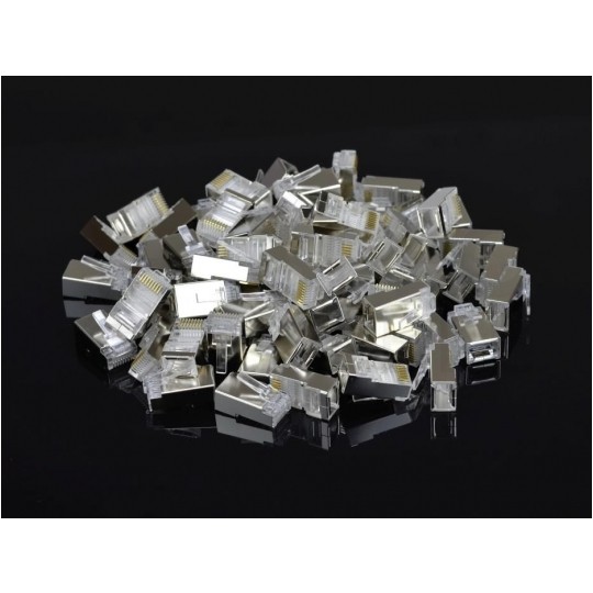 Wtyk modularny RJ45 8P8C kat.5e ekranowany FTP drut NEKU opakowanie 50szt.