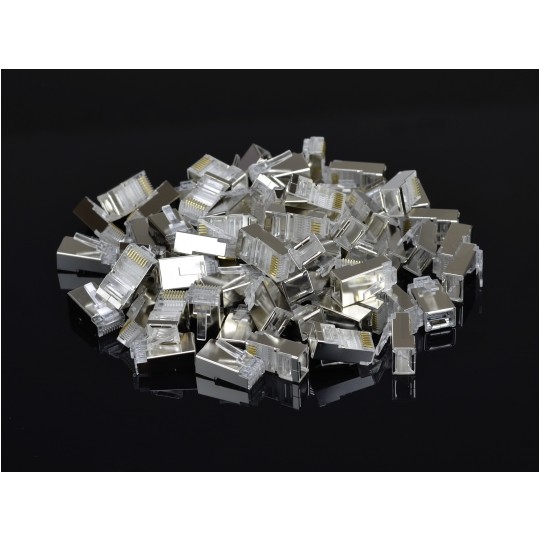 Wtyk modularny RJ45 8P8C kat.5e ekranowany FTP drut NEKU WORECZEK 100szt.