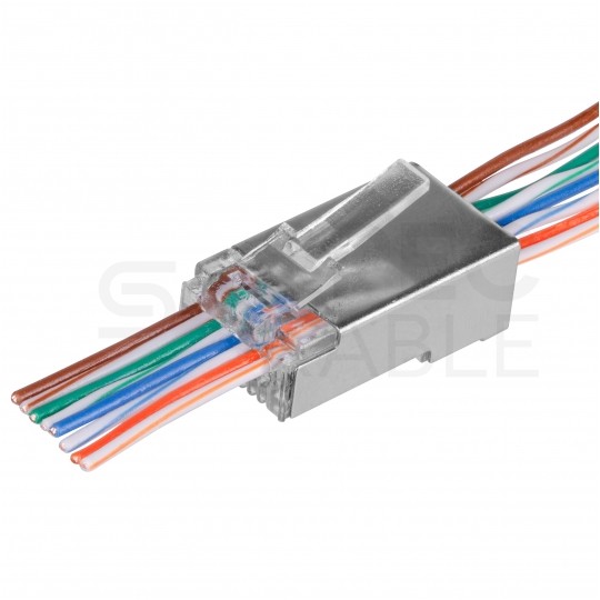 Wtyk modularny RJ45 8P8C kat.5e ekranowany FTP drut przelotowy NEKU WORECZEK 100szt.