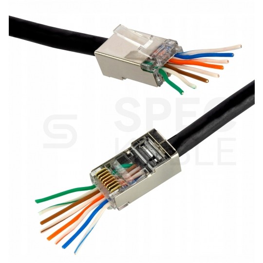 Wtyk modularny RJ45 8P8C kat.5e ekranowany FTP drut przelotowy NEKU WORECZEK 10szt.