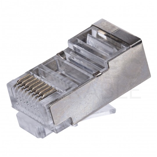 Wtyk modularny RJ45 8P8C kat.5e ekranowany FTP uniwersalny drut linka NEKU opakowanie SŁOIK 100szt.