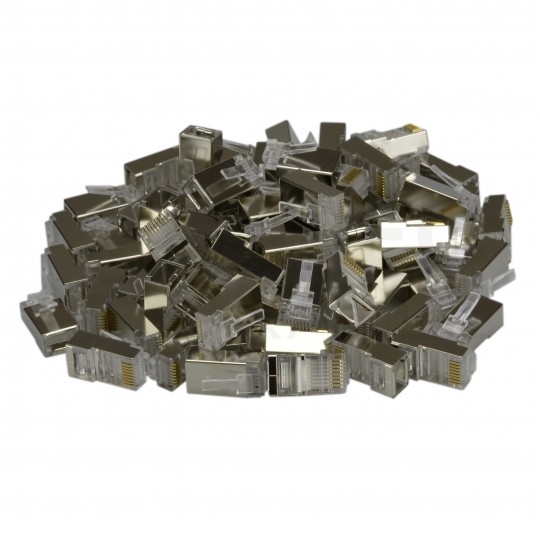 Wtyk modularny RJ45 8P8C kat.5e ekranowany FTP uniwersalny drut linka NEKU opakowanie WORECZEK 100szt.