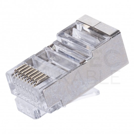 Wtyk modularny RJ45 8P8C kat.5e ekranowany FTP uniwersalny drut linka przelotowy NEKU opakowanie WORECZEK 100szt.