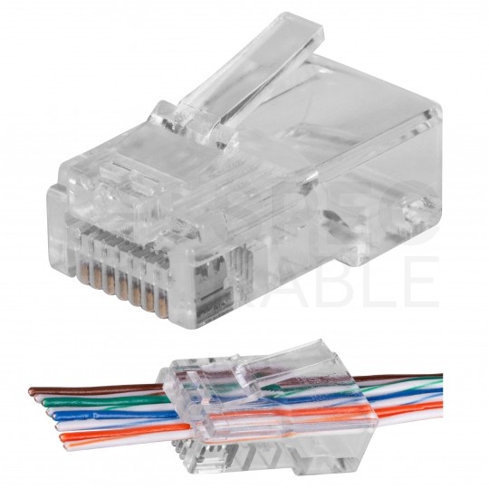 Wtyk modularny RJ45 8P8C kat.5e nieekranowany UTP drut przelotowy NEKU WORECZEK 100szt.