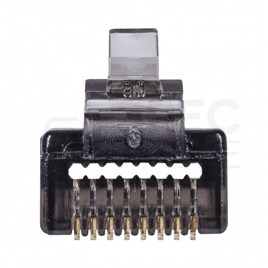 Wtyk modularny RJ45 8P8C kat.5e nieekranowany UTP uniwersalny drut linka przelotowy czarny NEKU opakowanie SŁOIK 100szt.