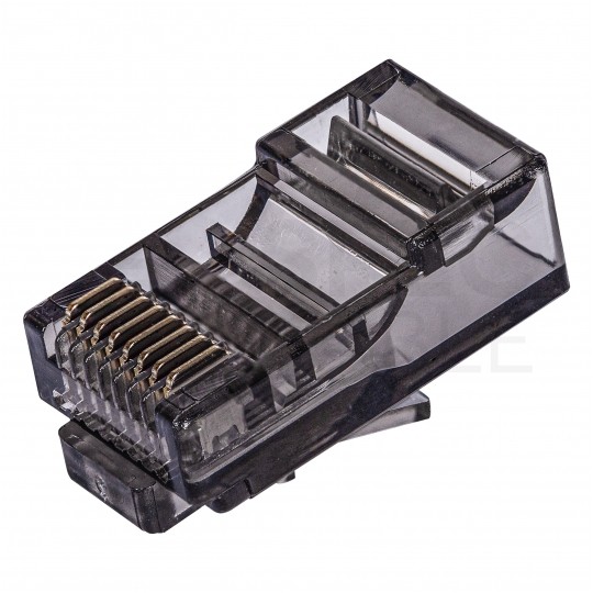 Wtyk modularny RJ45 8P8C kat.5e nieekranowany UTP uniwersalny drut linka przelotowy czarny NEKU opakowanie SŁOIK 100szt.