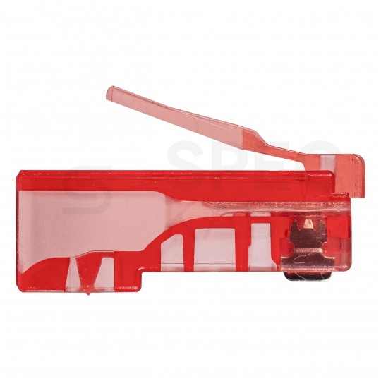 Wtyk modularny RJ45 8P8C kat.5e nieekranowany UTP uniwersalny drut linka przelotowy czerwony NEKU opakowanie SŁOIK 100szt.