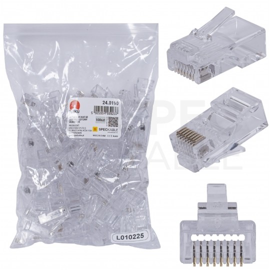Wtyk modularny RJ45 8P8C kat.5e nieekranowany UTP uniwersalny drut linka przelotowy NEKU opakowanie WORECZEK 100szt.