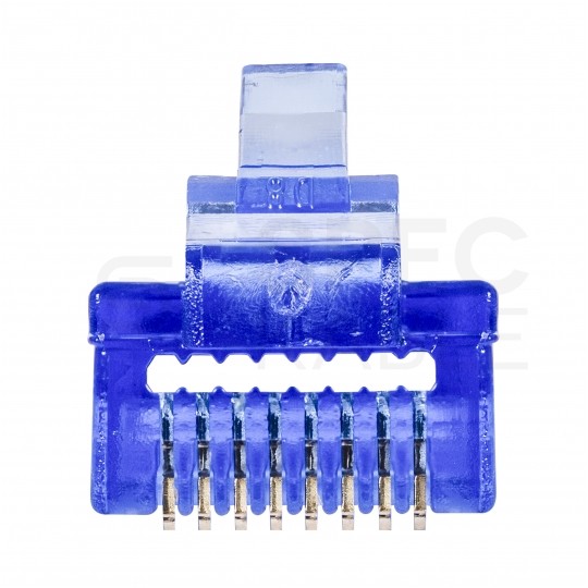 Wtyk modularny RJ45 8P8C kat.5e nieekranowany UTP uniwersalny drut linka przelotowy niebieski NEKU opakowanie SŁOIK 100szt.