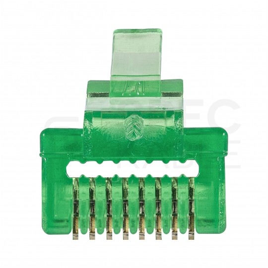 Wtyk modularny RJ45 8P8C kat.5e nieekranowany UTP uniwersalny drut linka przelotowy zielony NEKU opakowanie SŁOIK 100szt.