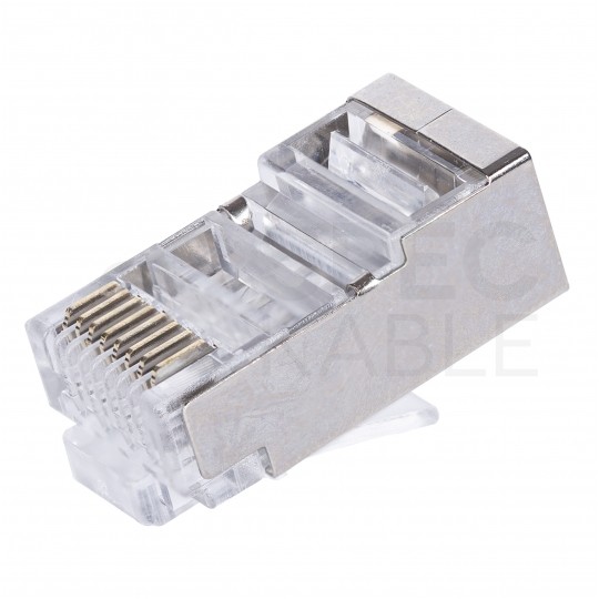 Wtyk modularny RJ45 8P8C kat.6 ekranowany FTP uniwersalny drut linka NEKU opakowanie WORECZEK 100szt.